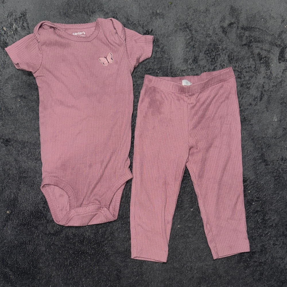 Carter's Mauve Baby Onesie and Leggings Set
